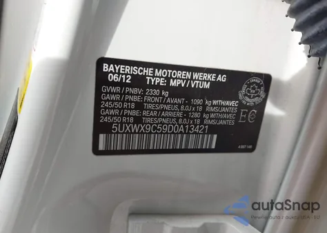 2013 BMW X3 xDrive28I z USA, uszkodzony, nr VIN 5UXWX9C59D0A13421